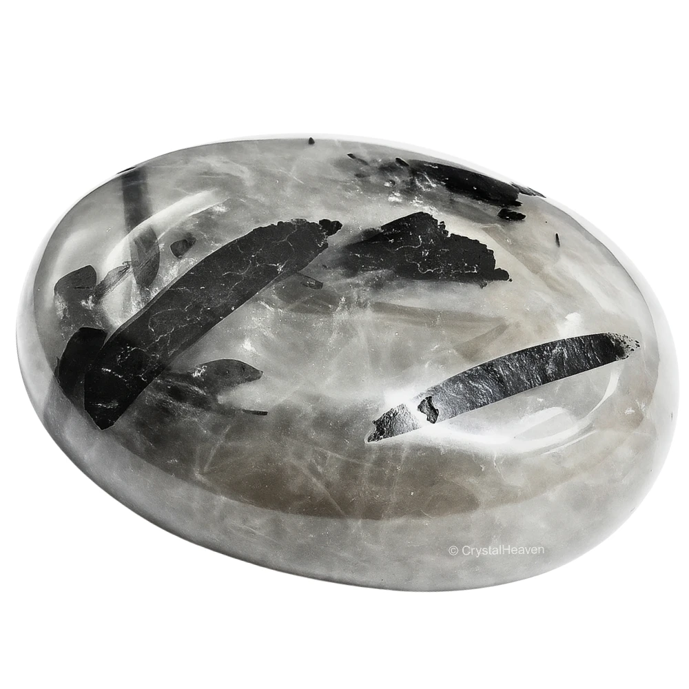 Black Rutilated Quartz Palm Stone