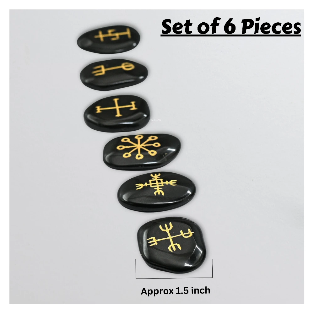 Black Agate Pagan Wiccan Stones (Set of 6)