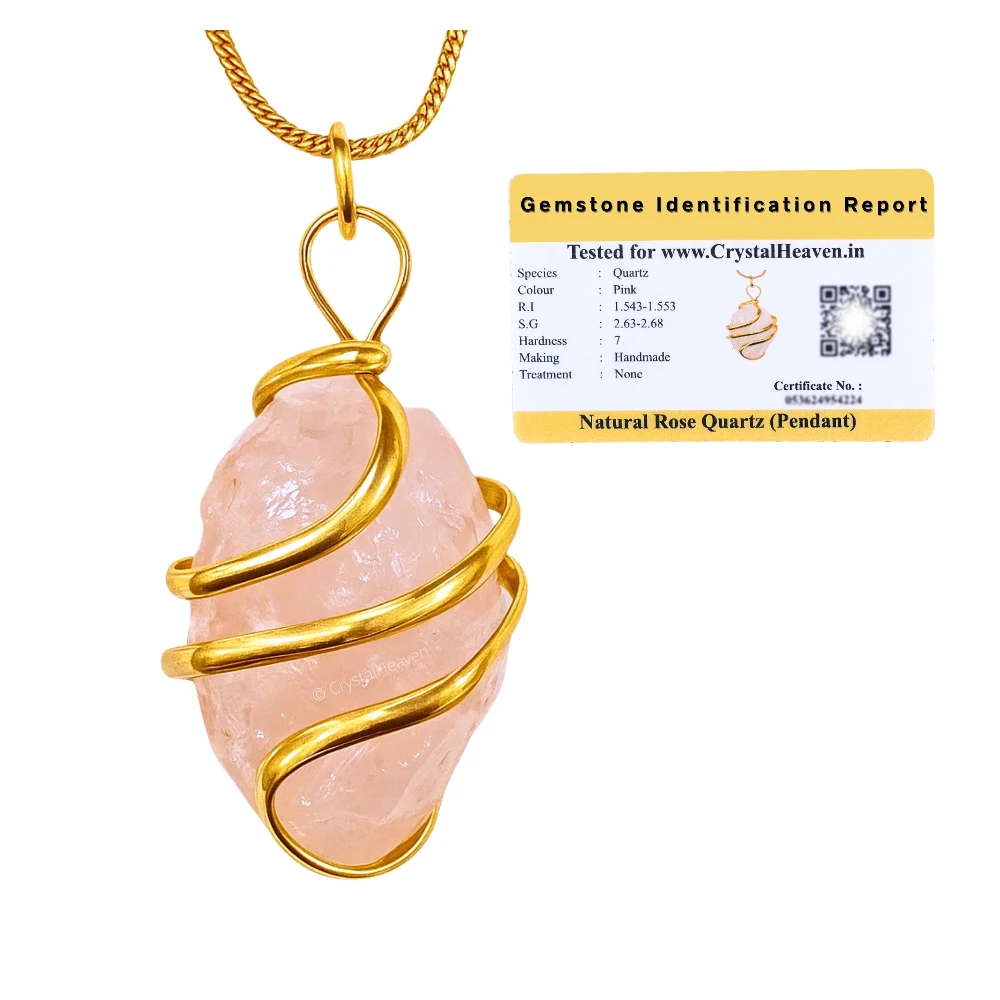 Rose Quartz Necklace - Raw Crystal (Gold)