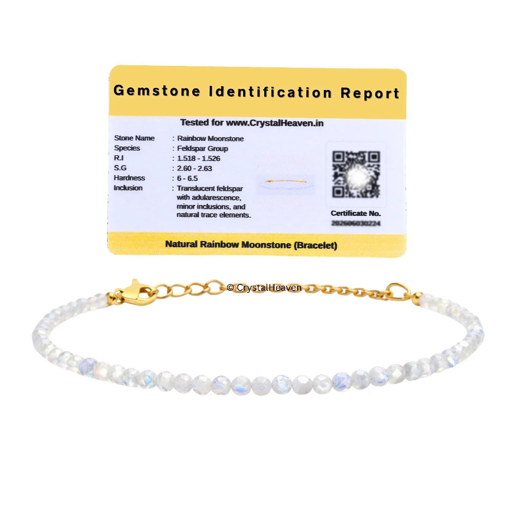Rainbow Moonstone Bracelets - 2mm Faceted Beads (Gold)