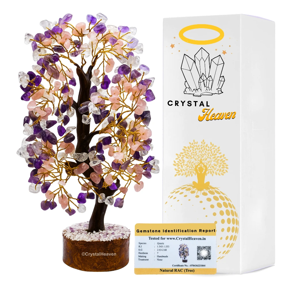 Rose Quartz, Amethyst & Clear Quartz Tree (200 Chips)