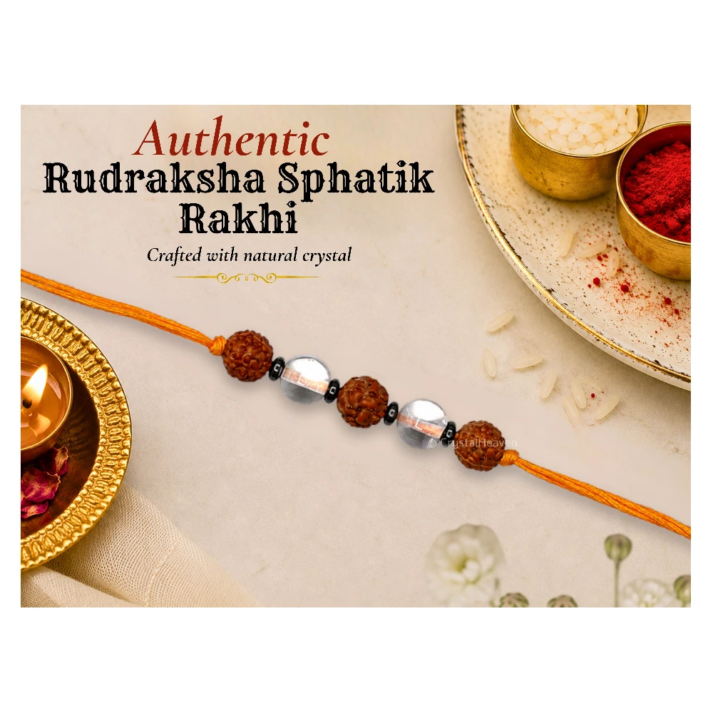 Rudraksha and Sphatik Rakhi for Brother (Set of 5)