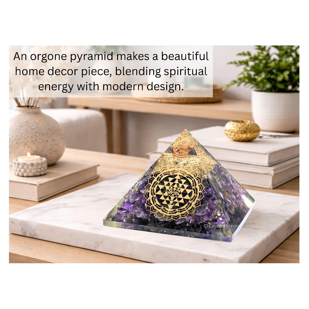 Amethyst Orgone Pyramid (Round shriyantra -2)