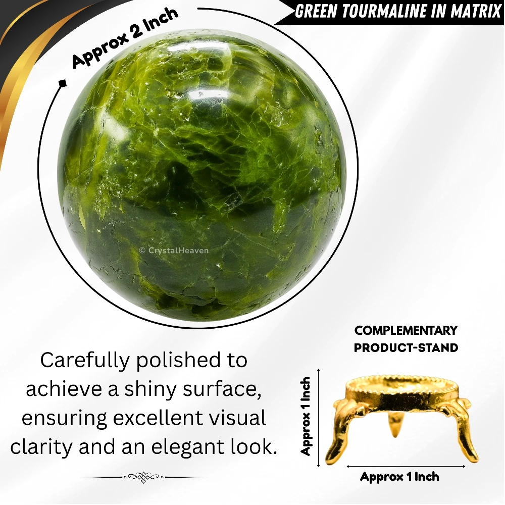 Green Tourmaline In Matrix Sphere (2 Inch)