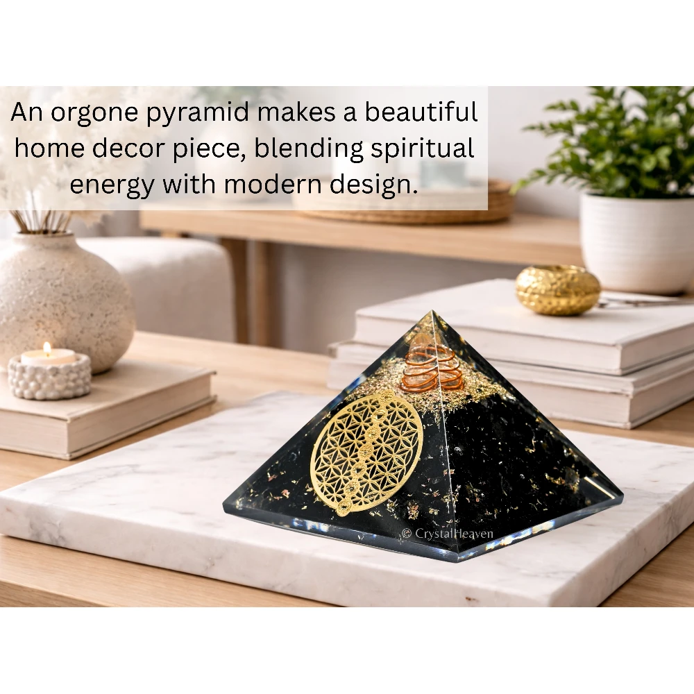 Shungite Orgone Pyramid (Chakra Flower of life)