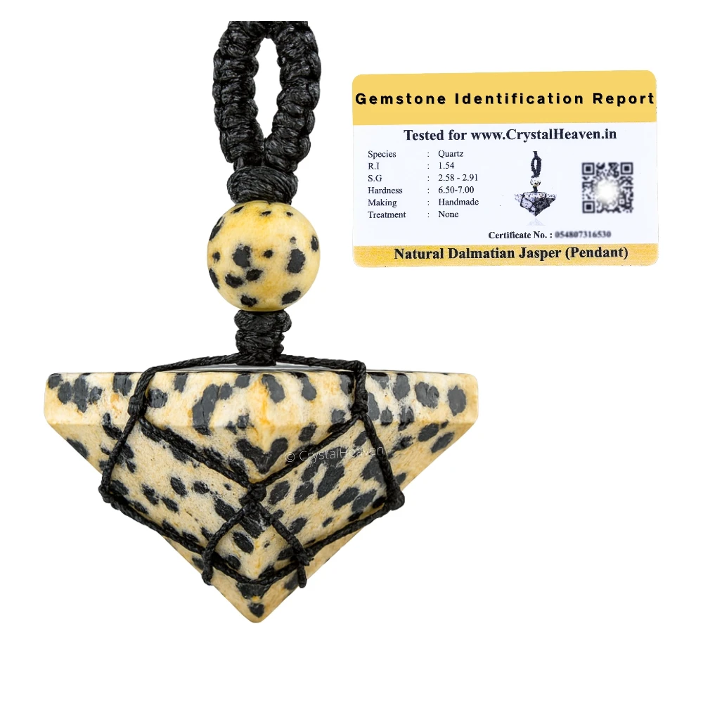 Dalmatian Jasper Pyramid Macrame Pendant Necklace