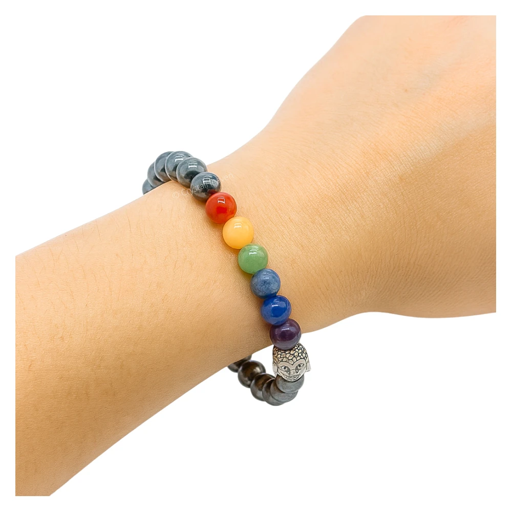 Hematite Chakra with Buddha Bracelet (Elastic)