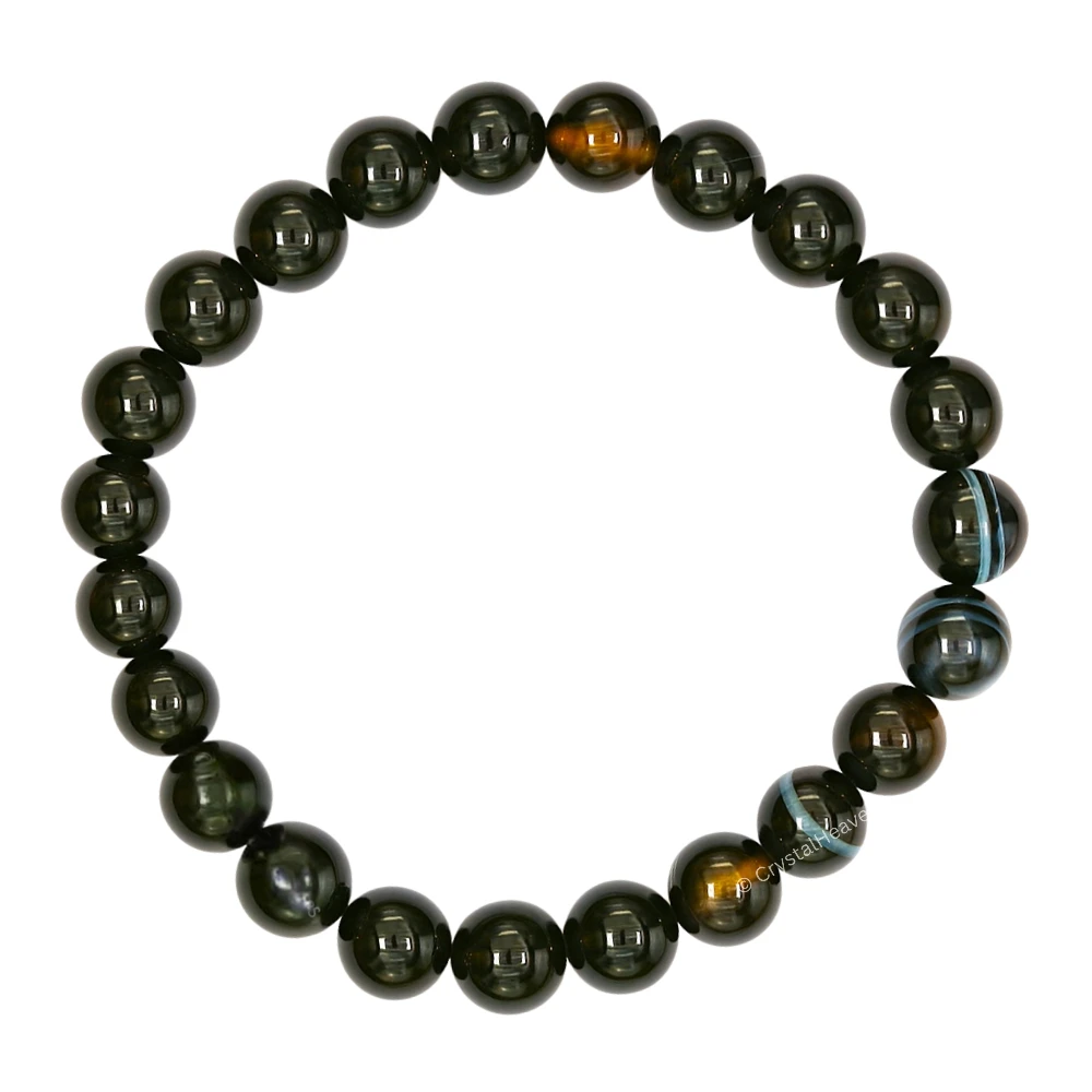 Black Banded Agate Hakik Bracelet (Elastic)