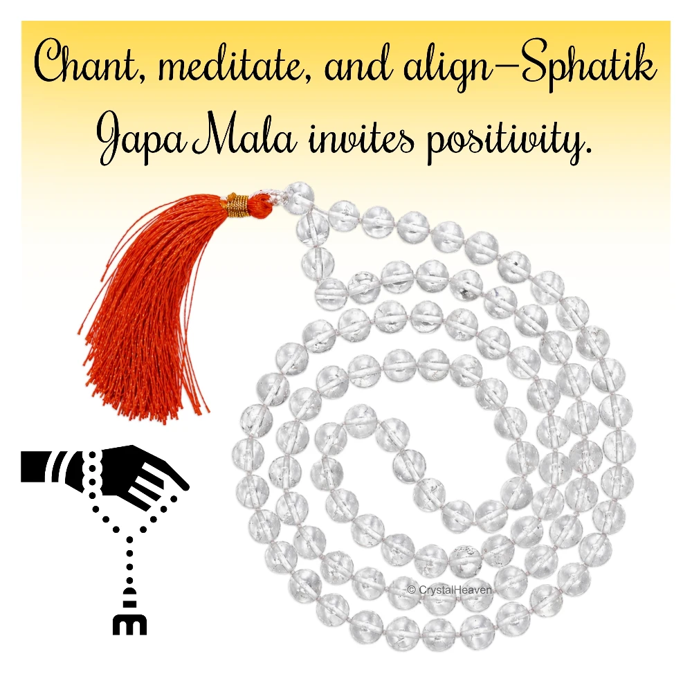 Sphatik Mala - A Grade 108 Beads (8mm, Hand Knotted)
