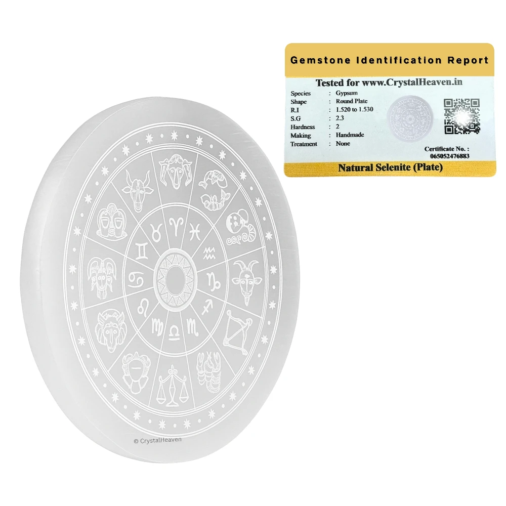 Selenite Charging Plate - Zodiac Sign (4 Inch)