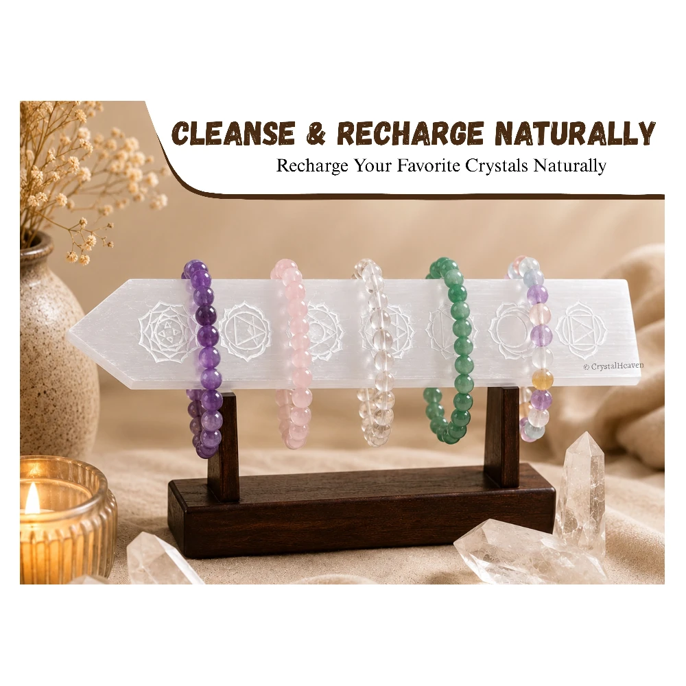 Selenite Charging Plate Stick with Chakra (Pointed)