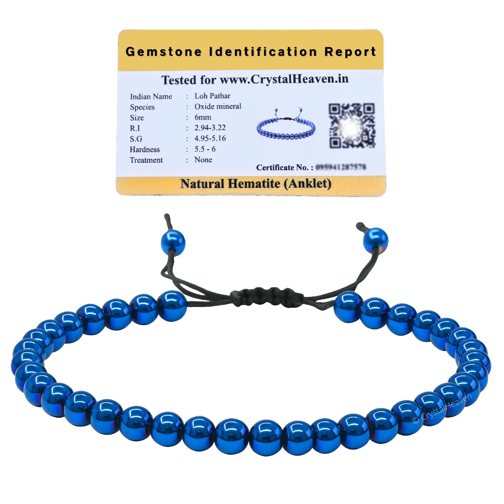 Blue Hematite Anklet (Without Knot)