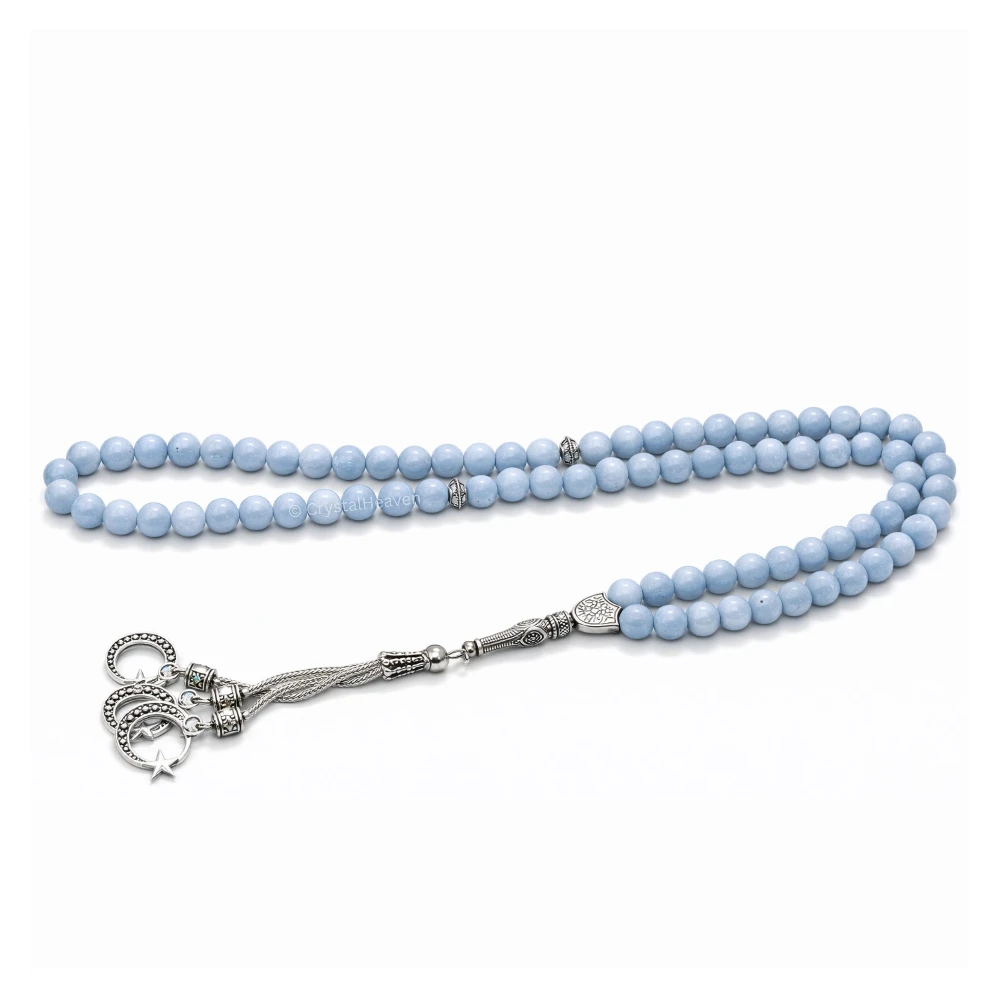 Angelite Crystal Tasbih (Silver)