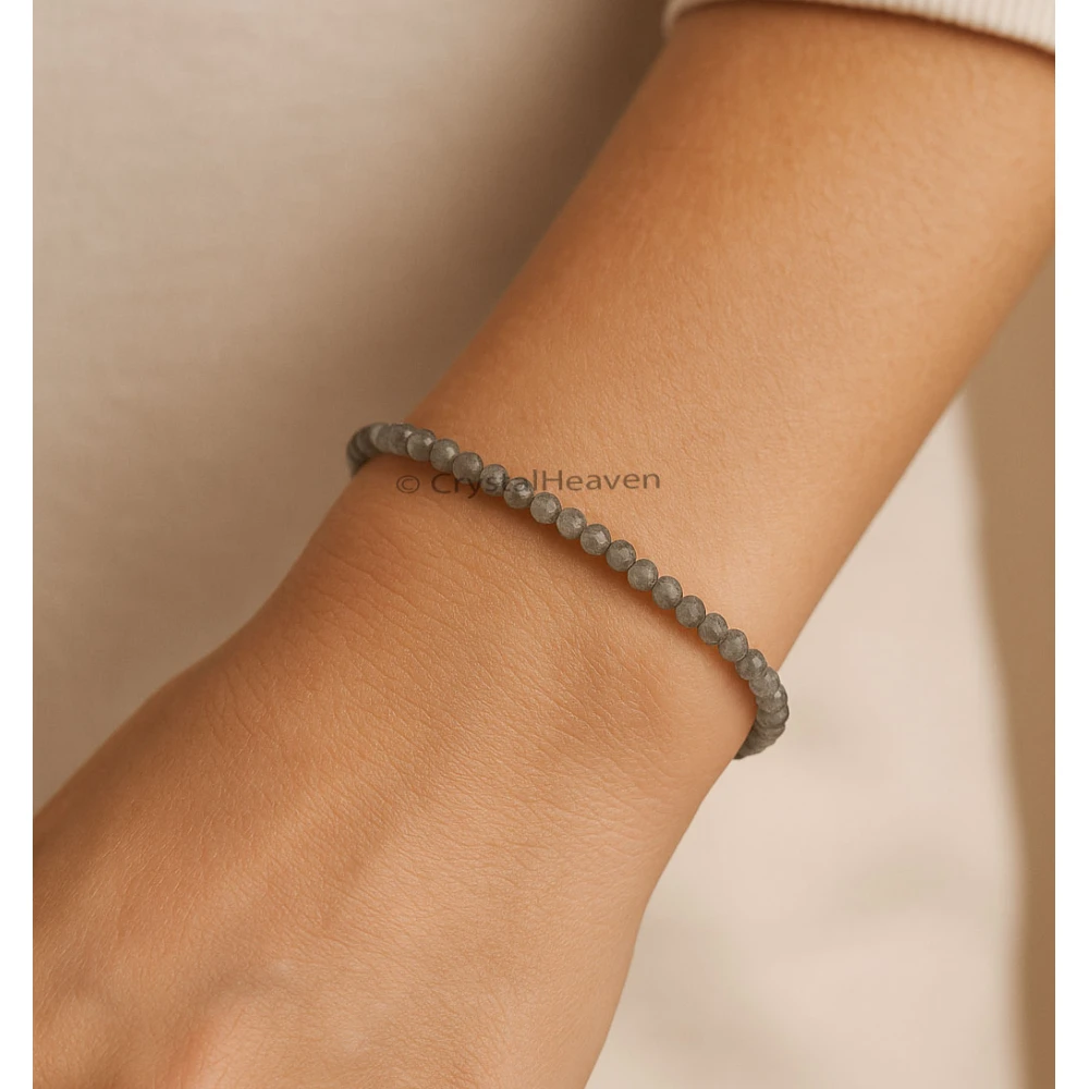 Labradorite Bracelets - 2mm Faceted Beads (Gold)