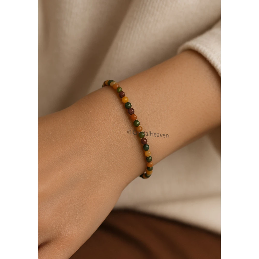 Mookaite Bracelets - 2mm Faceted Beads (Silver)