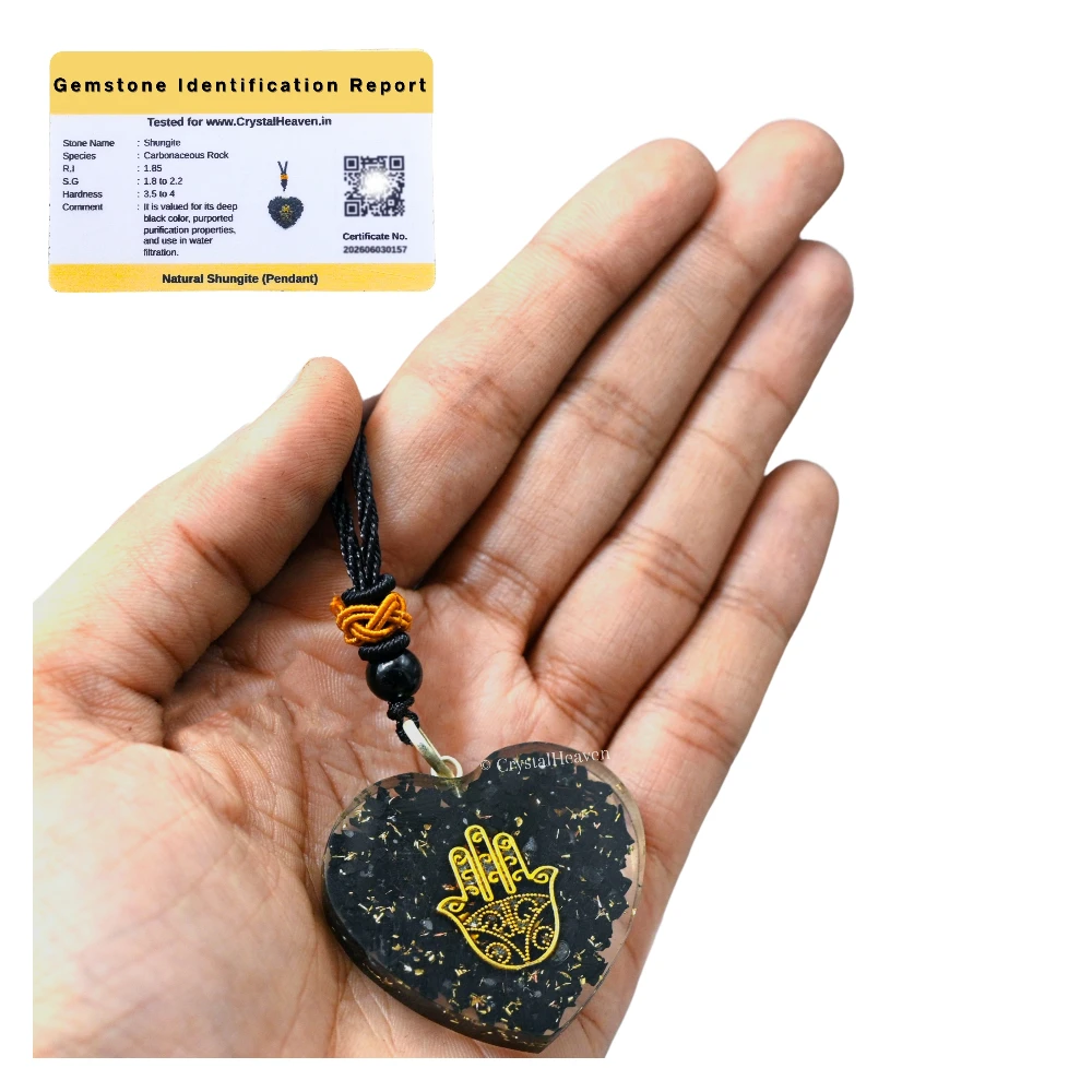 Shungite Necklace - Hamsa(Heart)
