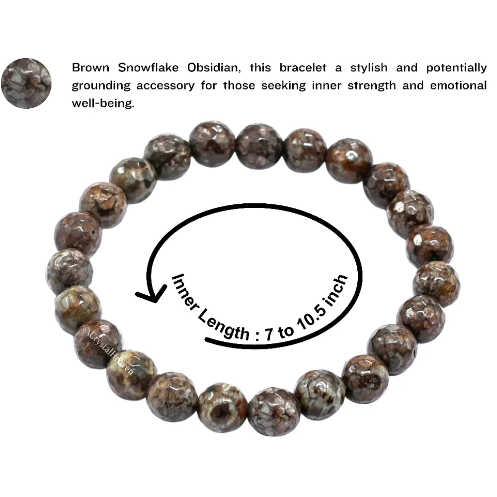 Brown Snowflake Obsidian Bracelet (Elastic)