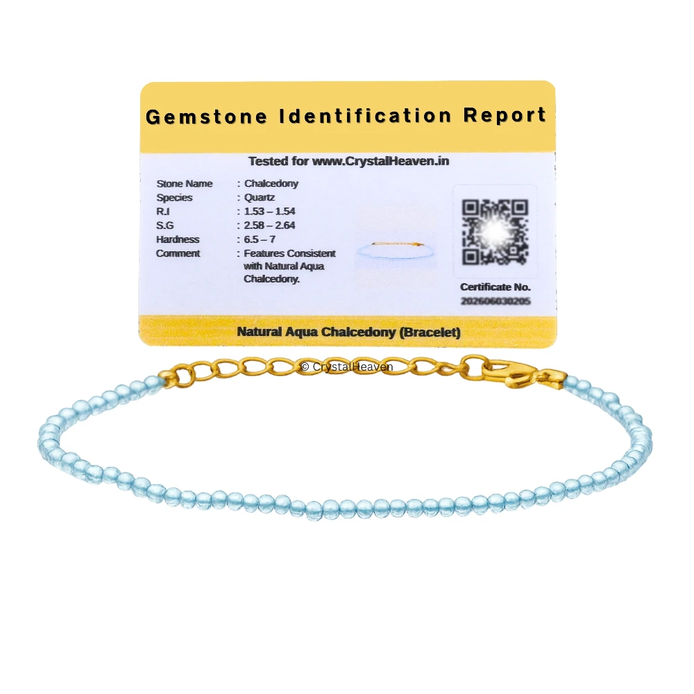 Aqua Chalcedony Bracelets - 2mm Faceted Beads (Gold)