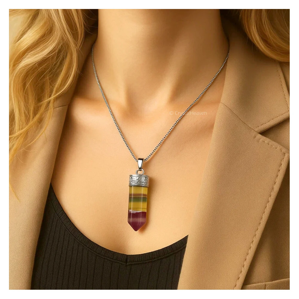 Fluorite Necklace - Pencil Point (Silver)