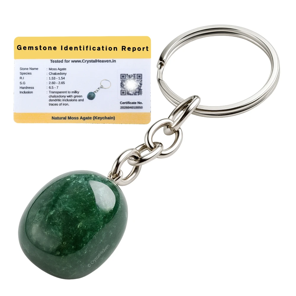 Moss Agate Crystal Keychain (Tumbled)