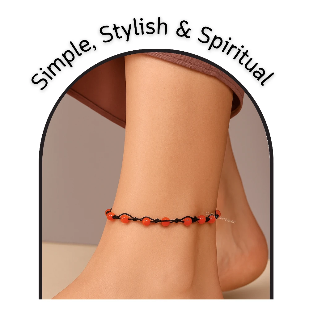 Carnelian Anklet (Hand Knotted)