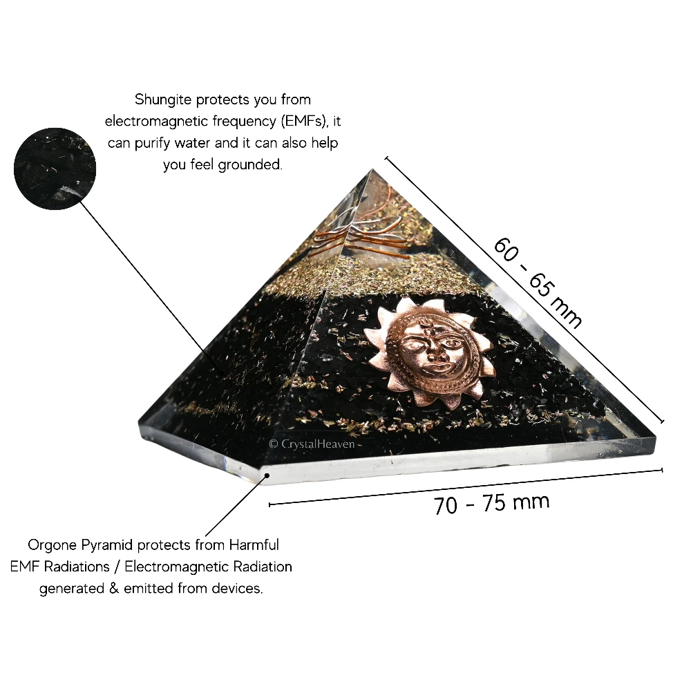 Shungite Orgone Pyramid (Sun Face)