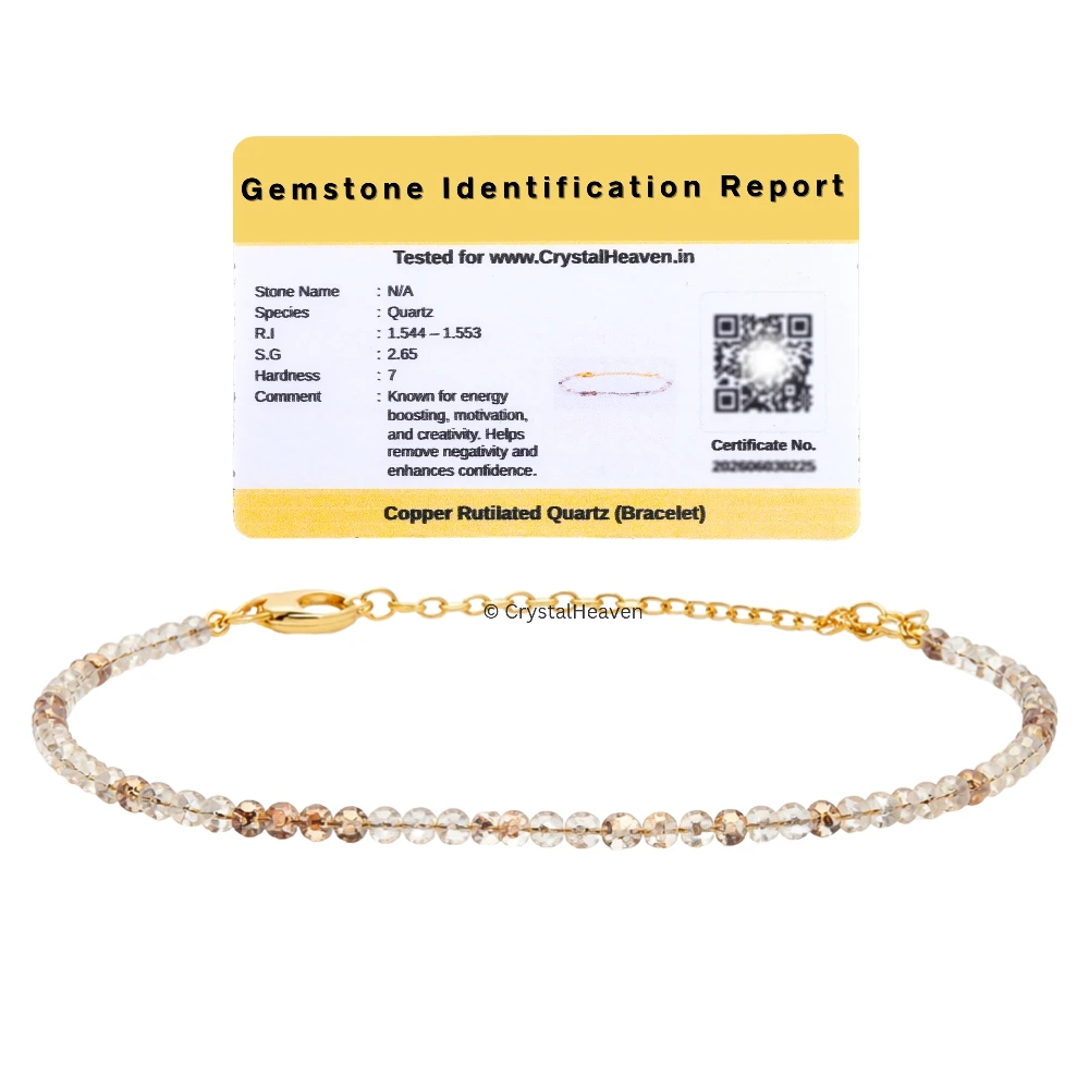 Copper Rutilated Quartz Bracelets - 2mm Faceted Beads (Gold)