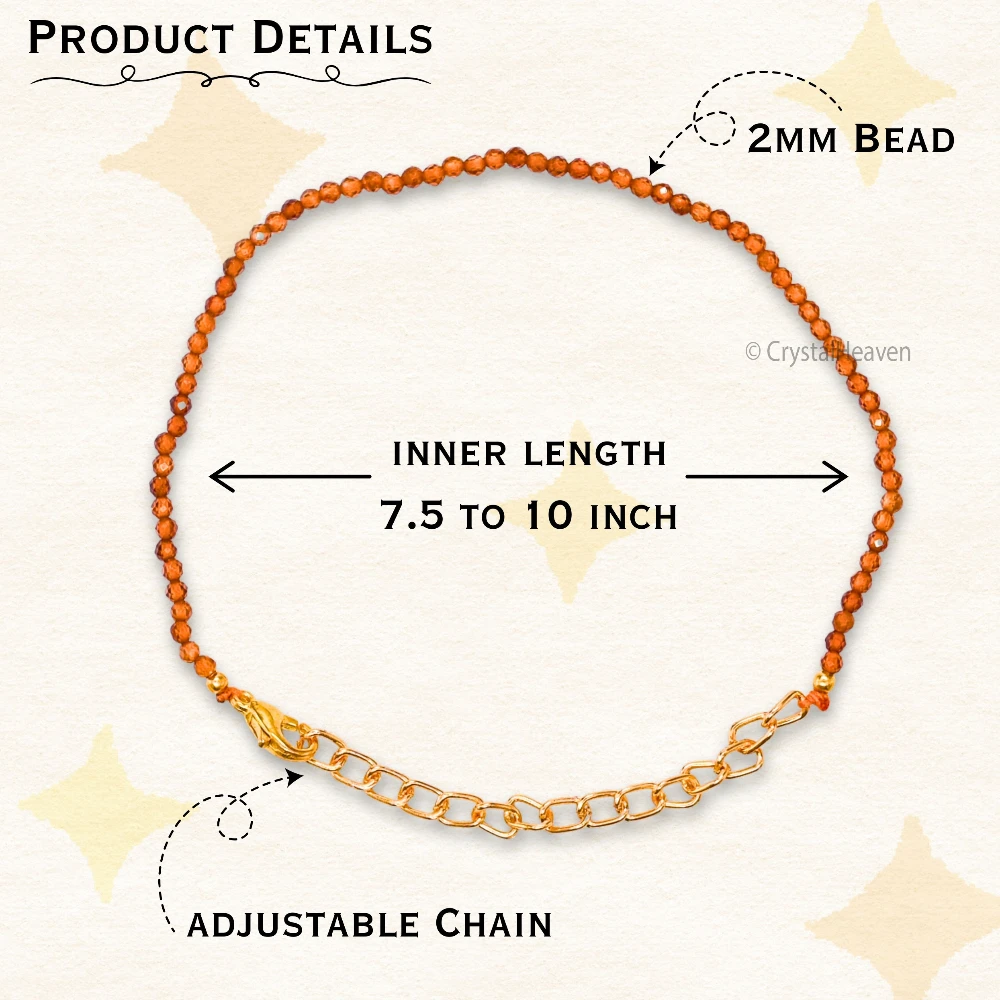 Hessonite Garnet Bracelets - 2mm Faceted Beads (Gold)