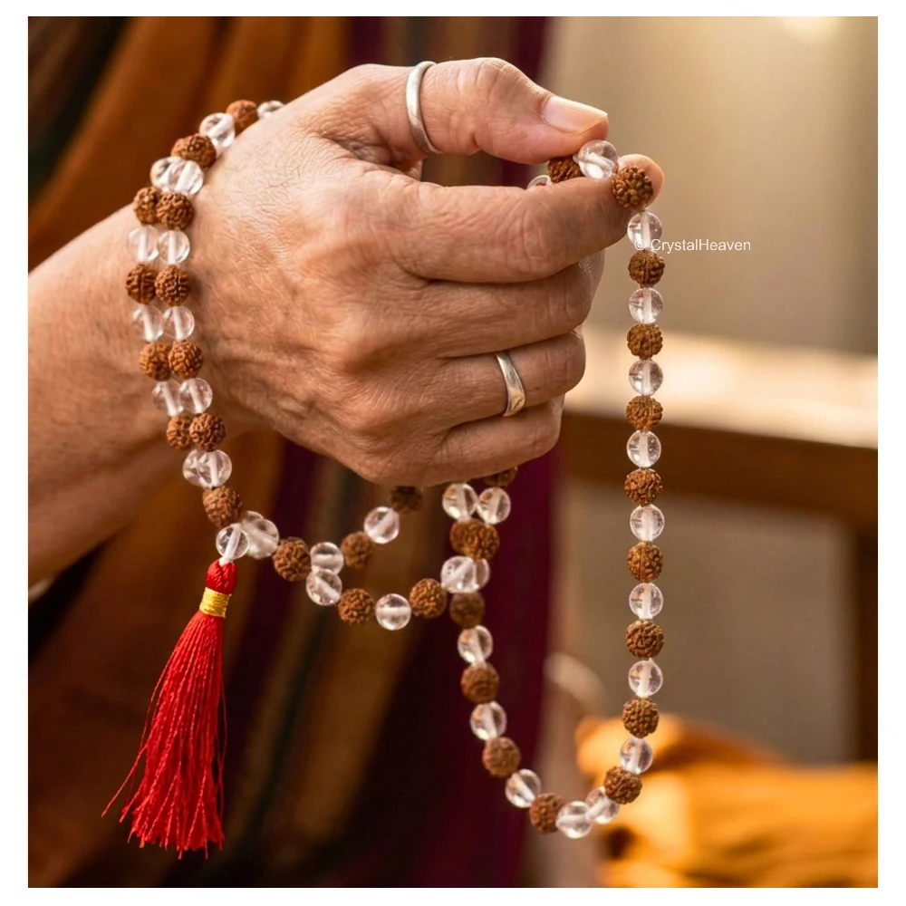 Original Rudraksha Sphatik Mala (Without Knot)