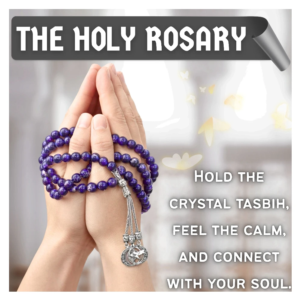 Amethyst Crystal Tasbih (Silver)