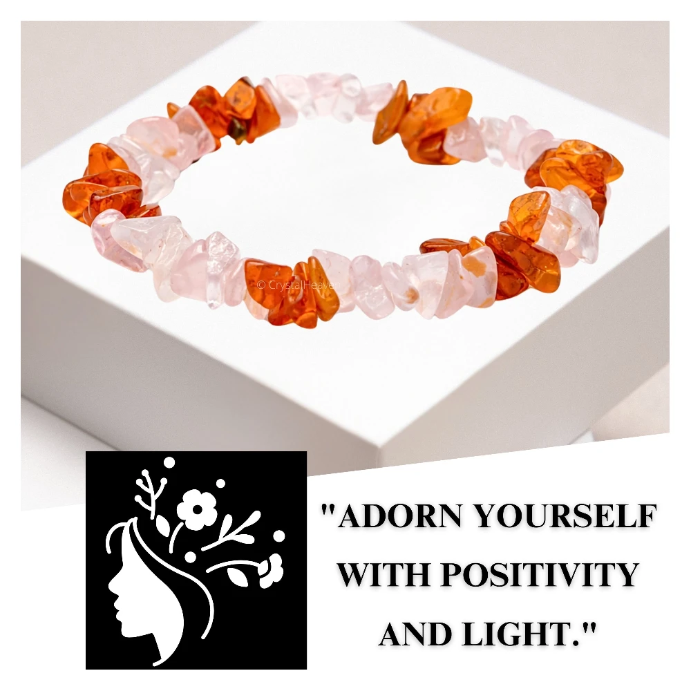 Rose Quartz & Carnelian Chips Bracelet