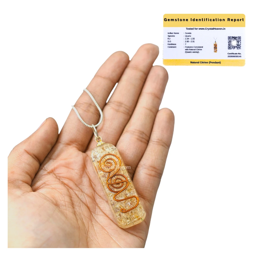 Citrine Crystal Orgone Pendant - Rectangle