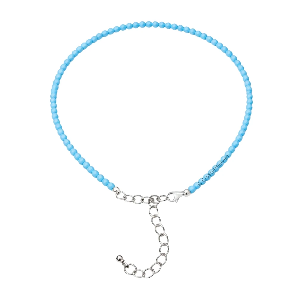 Turquoise Howlite Anklet - 2mm Faceted Beads (Silver)