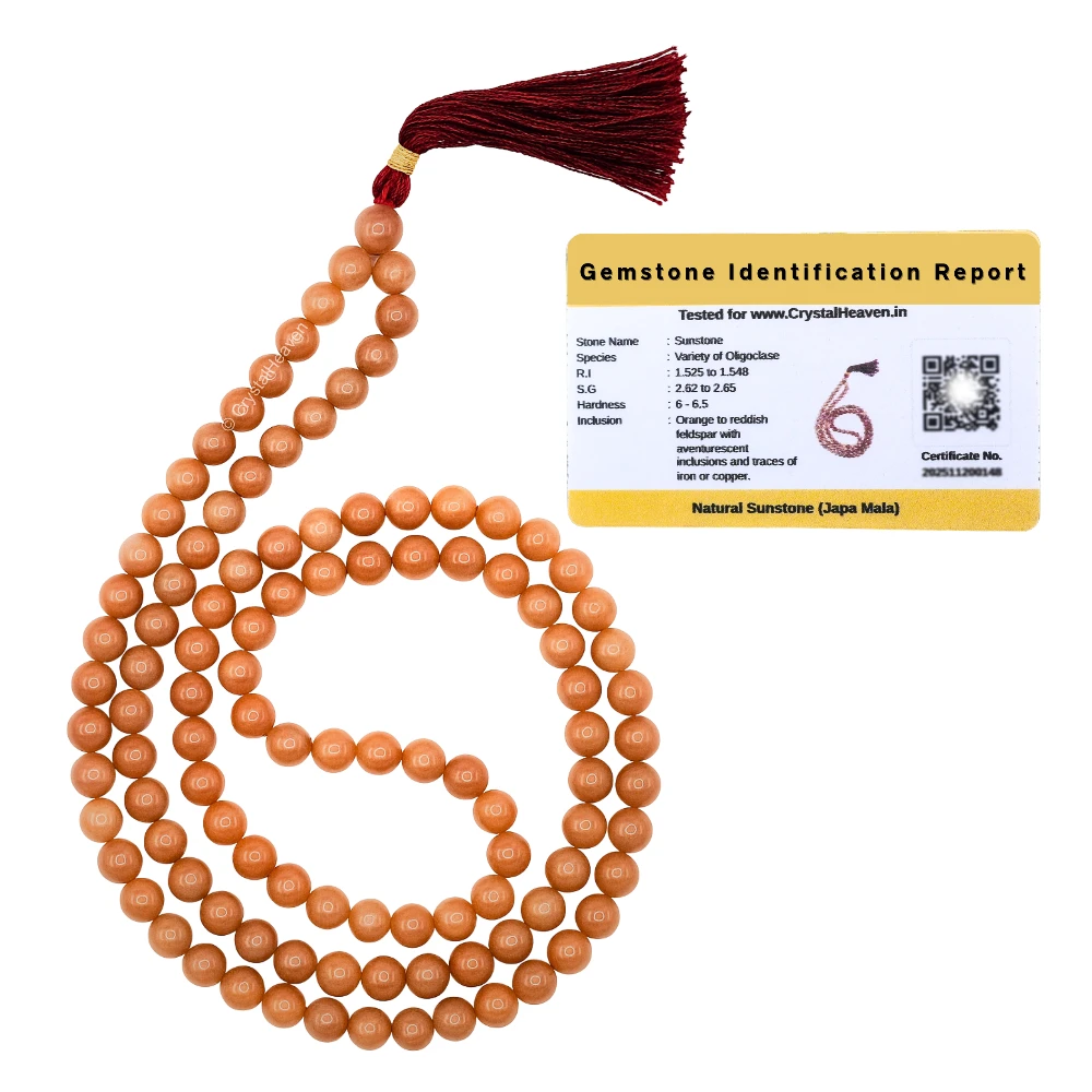 Sunstone Japa Mala (Without Knot)