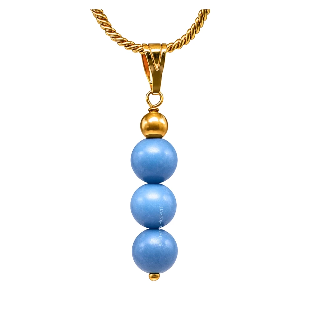 Angelite Crystal Bead Necklace (Gold)
