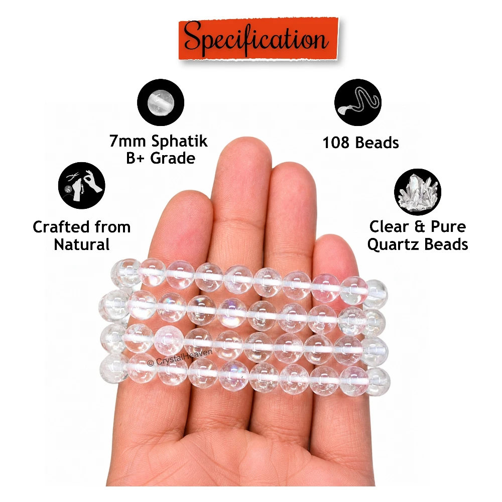 Sphatik Mala - AB Grade 108 Beads (7mm) (Without Knot)