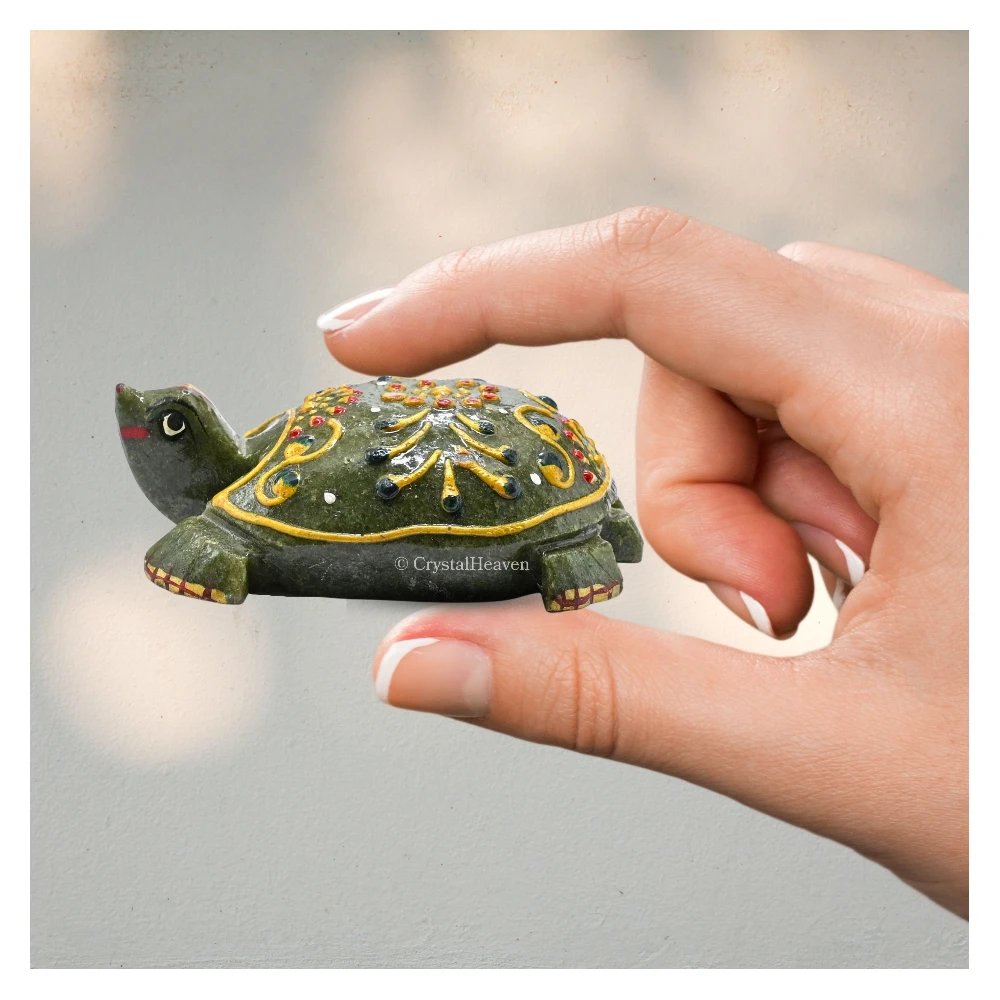 Vesuvianite Crystal Gemstone Hand Painted Tortoise (3-4 Inch)