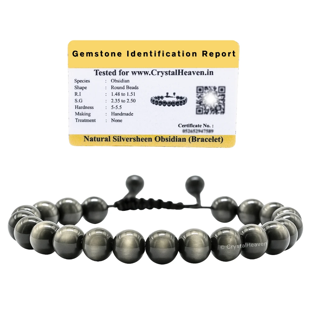 Silver Sheen Obsidian Bracelet (Adjustable)