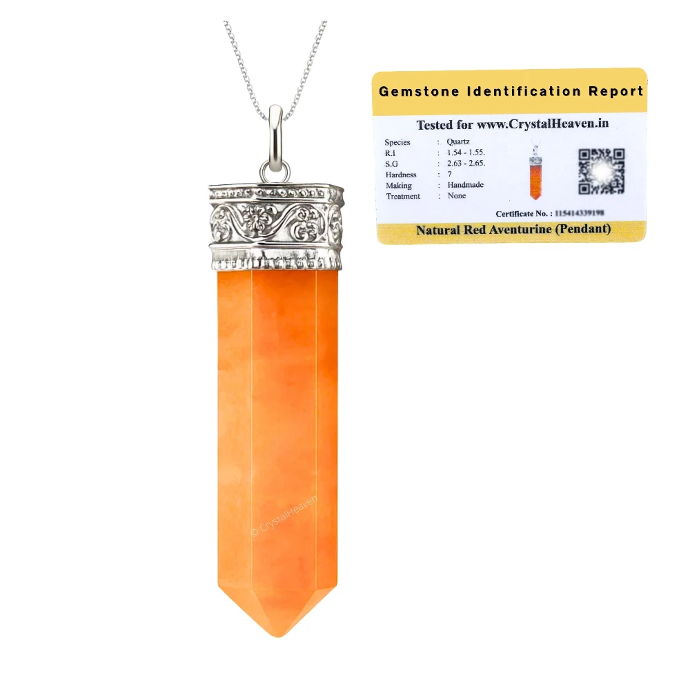 Red Aventurine Necklace - Pencil Point (Silver)