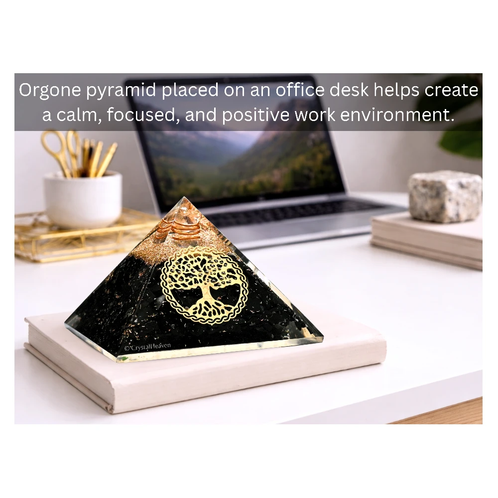 Black Tourmaline Orgone Pyramid (Vintage tree Of Life)