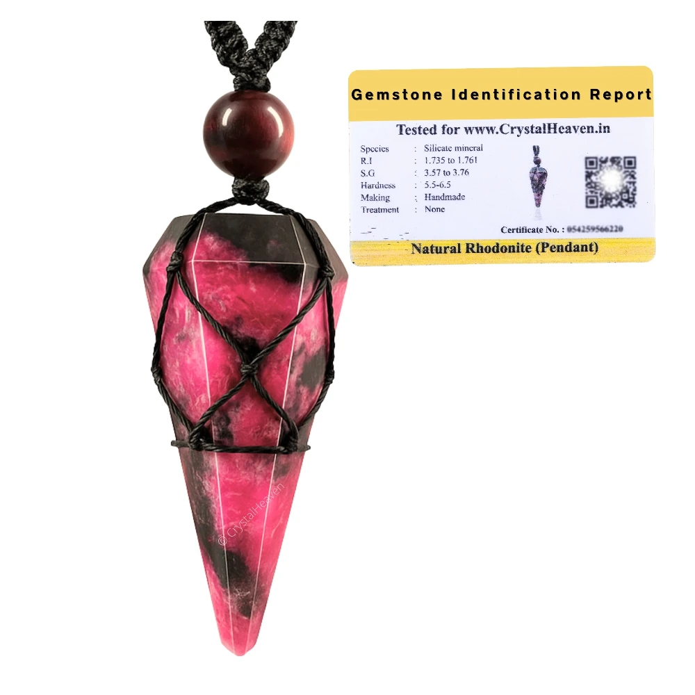 Rhodonite Pendulum Pendant Necklace (Macrame)