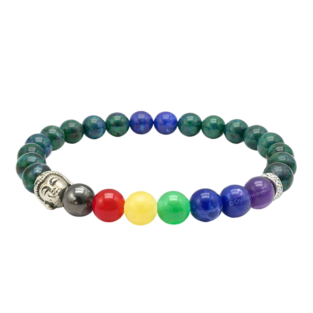 Chrysocolla Lapis Lazuli Chakra with Buddha Bracelet (Elastic)