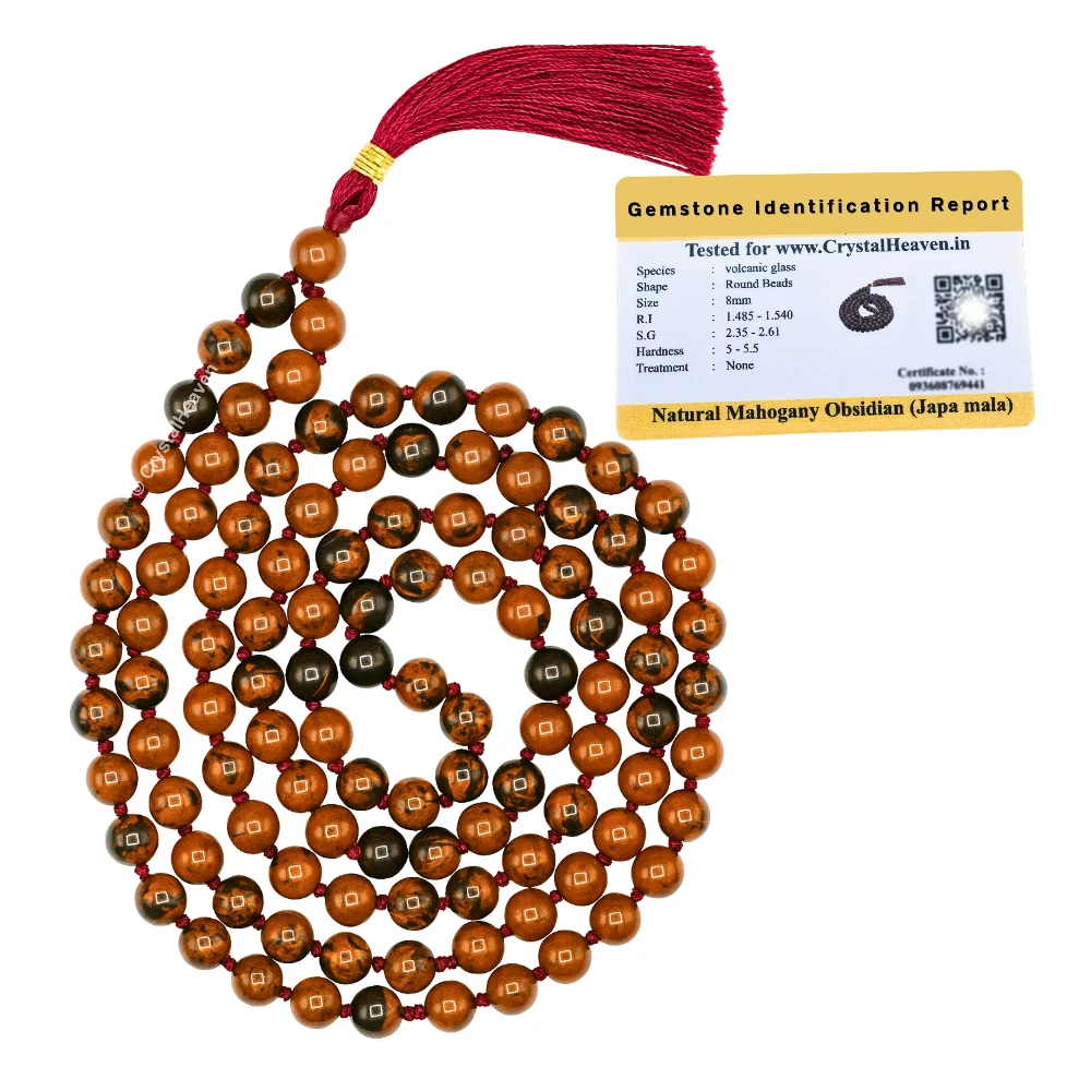 Mahogany Obsidian Japa Mala (Hand Knotted)