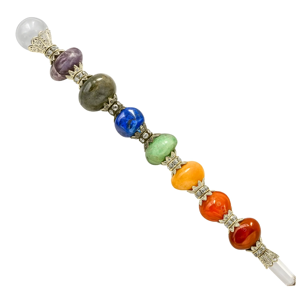 7 Chakra Crystal Tumbled Healing Stick