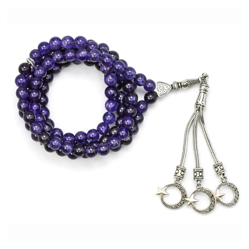Amethyst Crystal Tasbih (Silver)