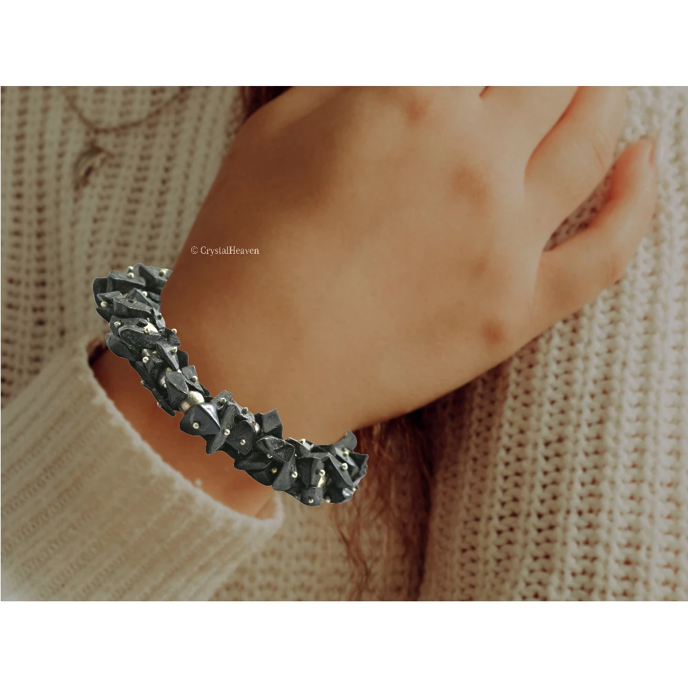 Shungite Chips Bead Bracelet (Adjustable, Fuse Wire)
