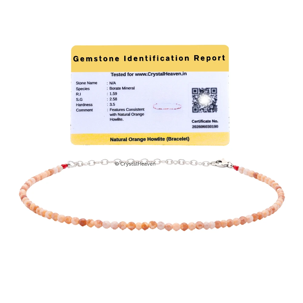 Orange Howlite Bracelets - 2mm Faceted Beads (Silver)