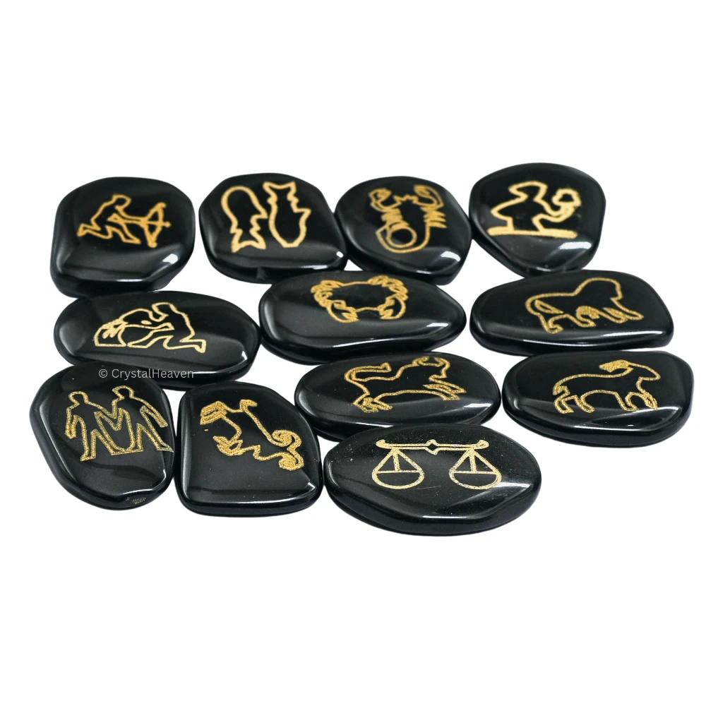 Black Agate Pagan Wiccan Stones (Set of 12)