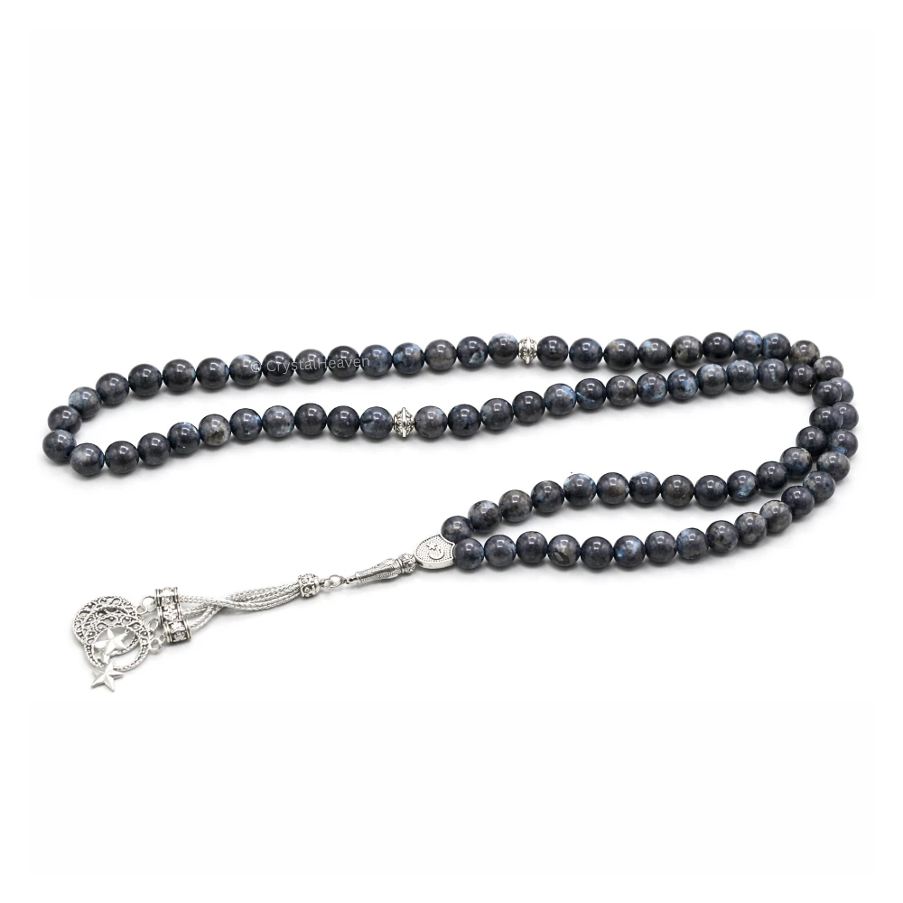 Larvikite Crystal Tasbih (Silver)