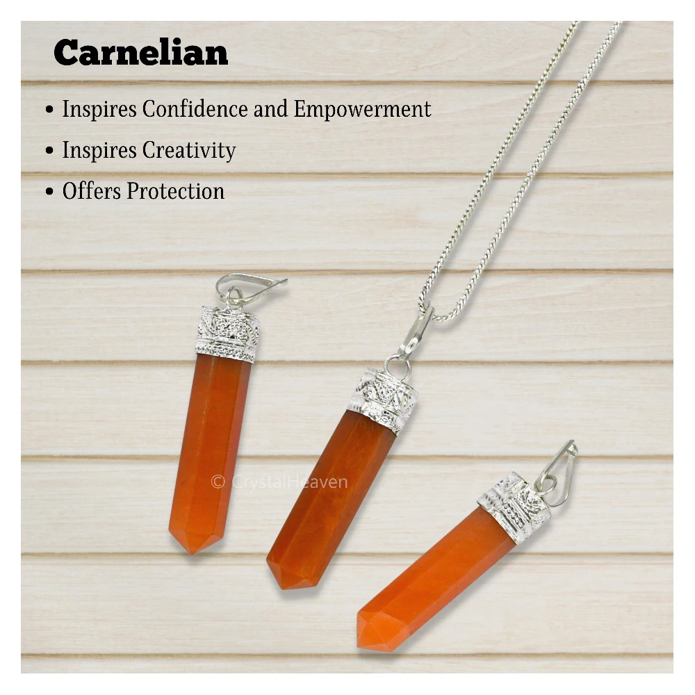 Carnelian Necklace - Pencil Point (Silver)